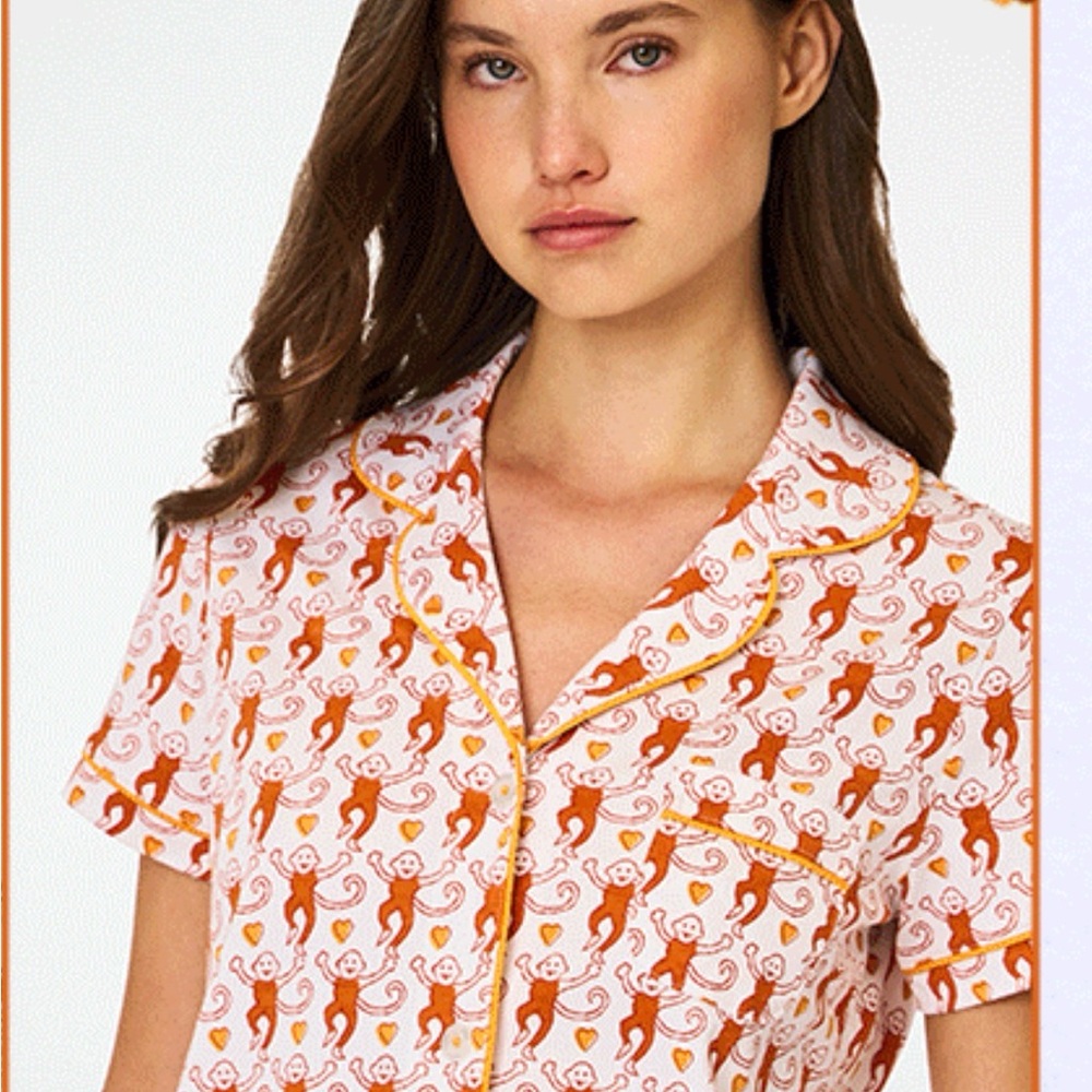 Roller Rabbit- Exclusive UT (Texas) Orange Monkey Print Pajama Set. Sold out!